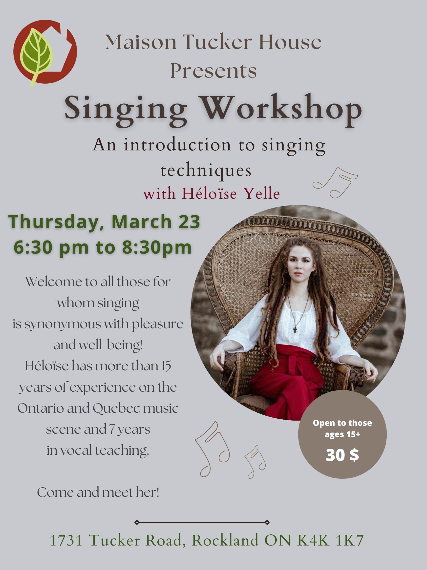 Workshop – Singing with Héloïse Yelle