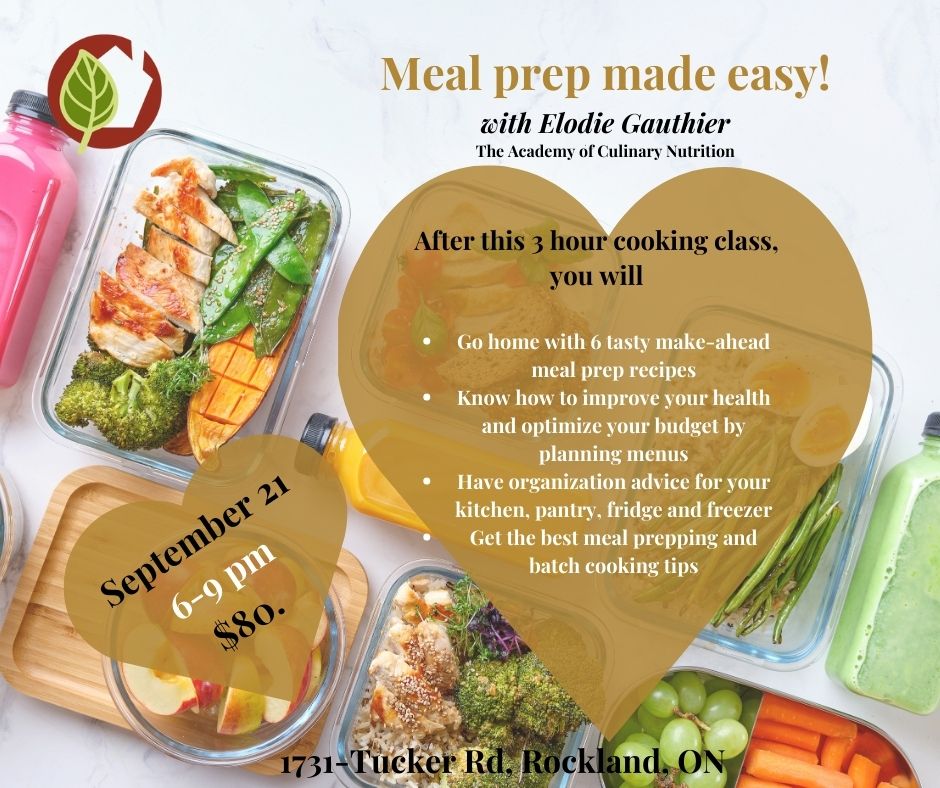 Join us for a healthy meal prep workshop with Elodie on September 21st!