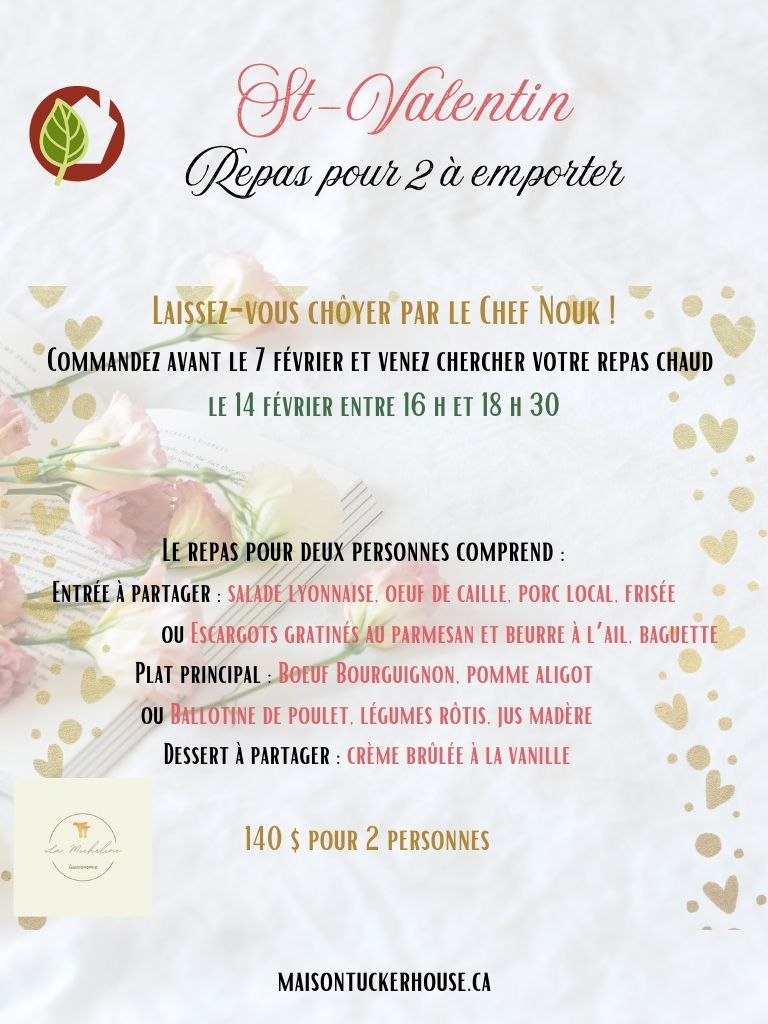 St-Valentin repas pour 2 à emporter